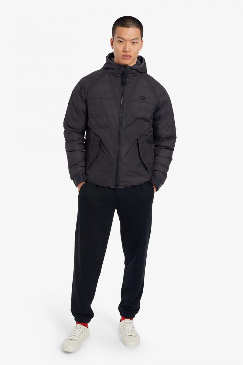 Black Fred Perry Insulated Hooded Men's Jackets | PH 1195JPQJ